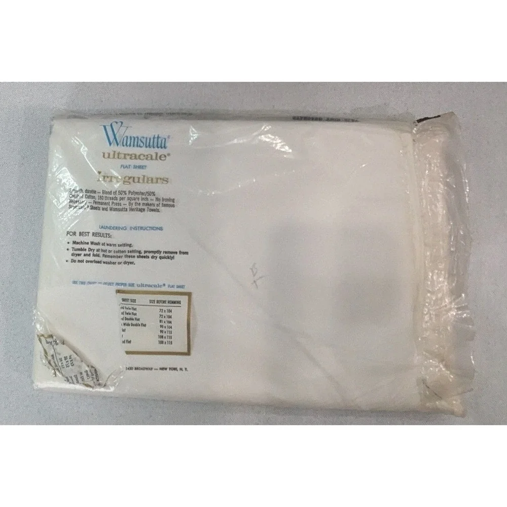 Wamsutta Flat Sheet Twin White Green New Irregular Vintage Laurel Wreath Percale